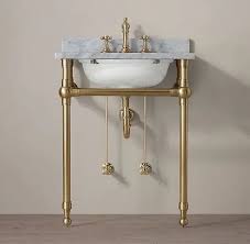 Marble Brass Console Wash Sink Gold