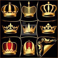 Set Gold En Crowns On Black Background