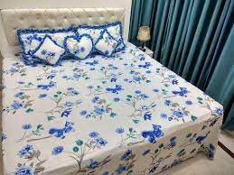 6 pieces double bed sheet cushion set