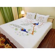 pure cotton white king size royal bed