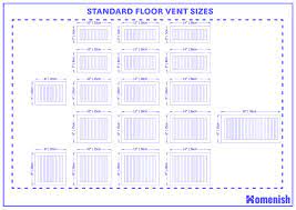 standard floor vent sizes with drawing
