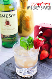 strawberry whiskey smash with video