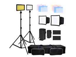 Julius Studio 3x 216 Barndoor Continuous Led Video Lighting Kit Dimmable Panel Camera For Canon Nikon Sony And Dslr Cameras Liion Battery And Charger Color Filters Premium Carry Bag Jsag159 Newegg Com