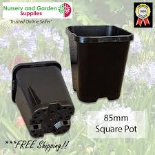 85mm Square Plant Pot Black Free
