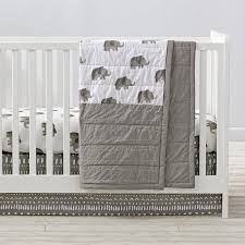 gray and white elephant crib bedding