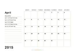 April 2015 Calendar Blank Printable Calendar Template In Pdf Word