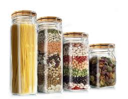 Food Canisters Square Glass Storage Jar