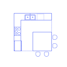Single island kitchen floorplan design. L Shape Island Square Kitchen Dimensions Drawings Dimensions Com