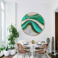 Large Round Wall Art Abstract Green