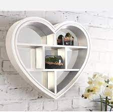 White Heart Mirror Shelf Wall Mounted