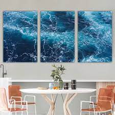 Print Blue Ocean Sea Wall Art 3 Piece