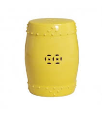 yellow ceramic round original garden stool