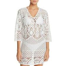 Details About J Valdi Womens White Floral Crochet V Neck Dress Swim Cover Up L Bhfo 5348