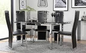 black glass extending dining table with