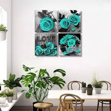 Wall Art Turquoise Fl Pictures