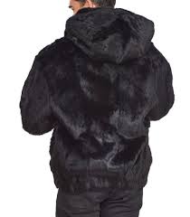 Black Rabbit Fur Hooded Er Jacket