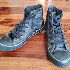 real black leather converse uk size 3