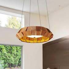 Concave Wooden Hanging Lights Contemporary Simple Style Wood Led Drop Light For Living Room Dining Room Beautifulhalo Com