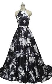 Wide range of styles & brands now on sale! Black White Floral Print Satin Crop Top Floor Length Appliques Prom Dress Sold By Floralprintdress On Storenvy
