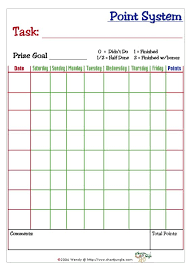 Point System Chart Printable Chore Chart Kids Chores For