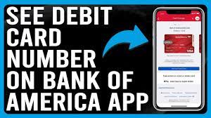 debit card number bank of america app