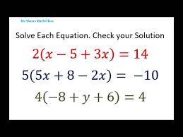 Solve Each Equation Check Your