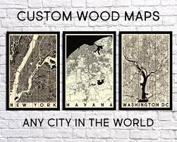 Buy Custom Map Print Wood Wall Art