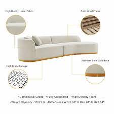 Manhattan Comfort Daria Ivory Sofa Sectional With Pillows