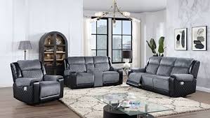 Gray Charcoal Reclining Motion Sofas