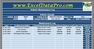 vehicle maintenance log excel template