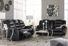 2 Pc Vacherie Black Reclining Sofa Set