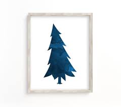 Fairy Tale Fir Tree Wall Art Navy Blue