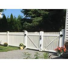 Weatherables Hartford 10 Ft W X 3 Ft H White Vinyl Picket Fence Double Gate Kit Includes Gate Hardware