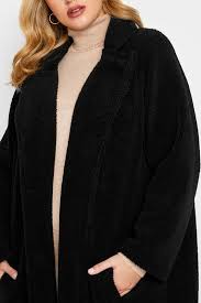 Yours Plus Size Black Faux Fur Coat