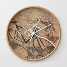 vintage bicycle hipster wall clock by
