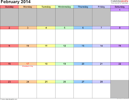 Download Free Png February 2014 Calendars For Word Excel