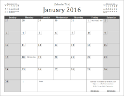 Microsoft Word 2015 Calendar Template Monthly 2016 Monthly Calendar