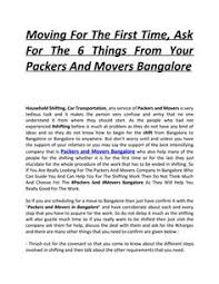 19 Acquire Best Packers And Movers In Bangalore With Packers