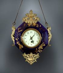 Cobalt And Gilt Round Wall Clock The