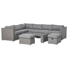 outsunny 6 pieces patio furniture set outdoor wicker sofa set aluminum frame pe rattan conversation furniture grey aosom canada
