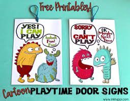 Free Printables Cute Cartoon Playtime Door Signs Inkhappi