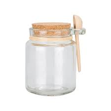 cork top storage jar and spoon