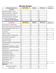 Spreadsheet Home Daycare Excel Blank Monthly Budget Worksheet