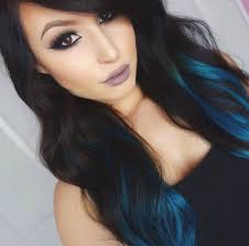 Haircuts for long wavy hair like this also need proper care, so a frequent trim is vital to prevent split any advice for someone considering it? Picture Of Long Wavy Black Hair With Turquoise Balayage Is A Statement Idea For Any Girl