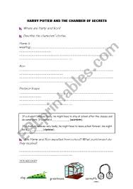 harry potter and the chamber of secrets esl worksheet by a m s 
