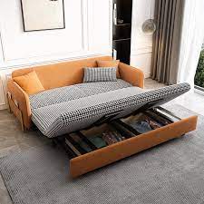 full sleeper sofa orange upholstered