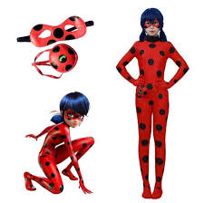 Cute Girls Anime Miraculous Ladybug Cosplay Costume Mask Bag Jumpsuit Tight Fancy Jumpsuit For Kid Adult