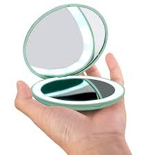 wobsion led lighted travel makeup mirror 1x 10x magnification compact mirror portable for handbag purse pocket 3 5 inch illuminated folding