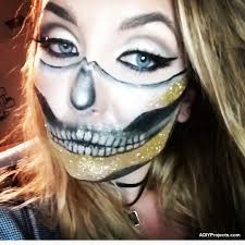 gold glam skeleton halloween makeup