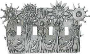 Flower Power Switch Plates Outlet Covers Rocker Switchplates Decorative Light Switch Covers Light Switch Covers Pewter Art
